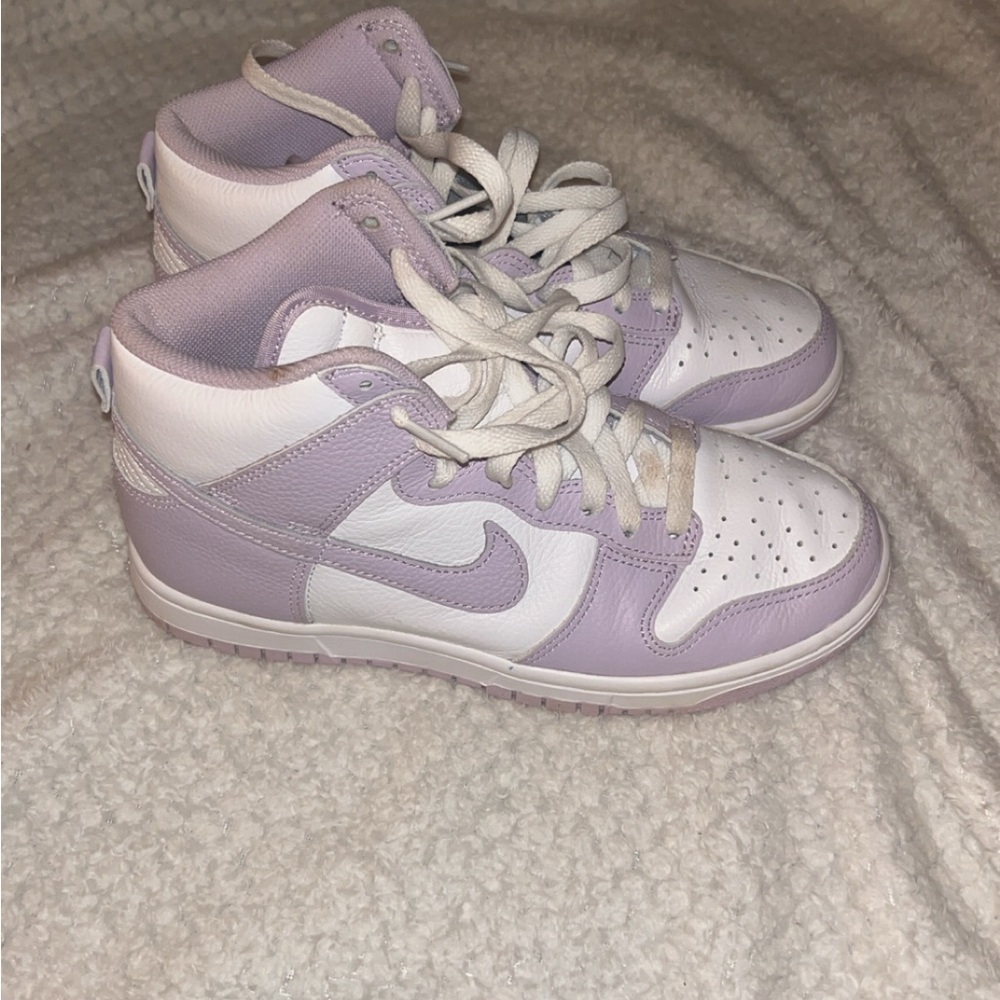 Nike White and Purple High-Top Sneakers